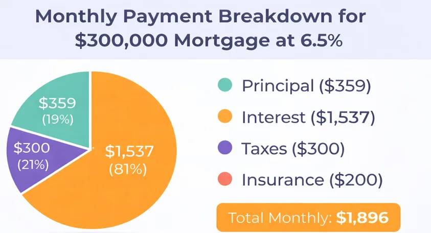 How Much Is the Monthly Payment on a $300,000 Mortgage at 6.5%? (Full Breakdown)